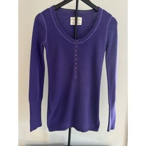 Aeropostale Women's Purple Knit Henley Button Sweater Sz M Soft Casual Y2K